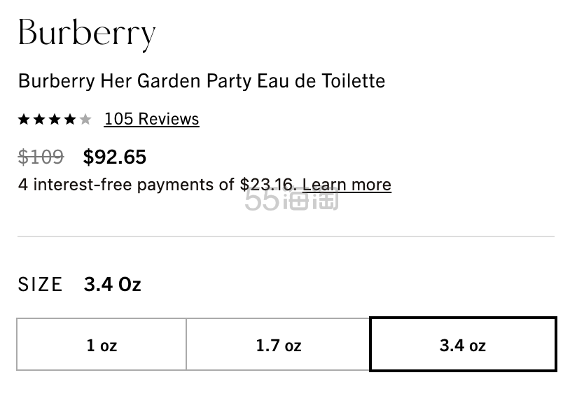 Burberry 巴宝莉 Her 系列青提软糖香水 100ml 8.5折 $92.65（约613元）