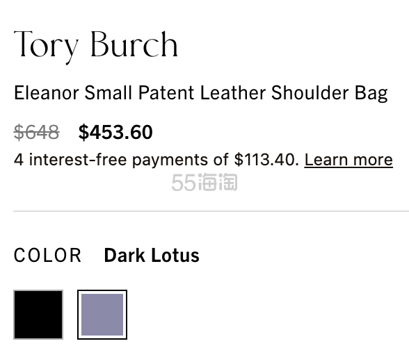 Tory Burch 汤丽柏琦 Eleanor 小号小方包 紫色 7折 $453.6（约2995元）
