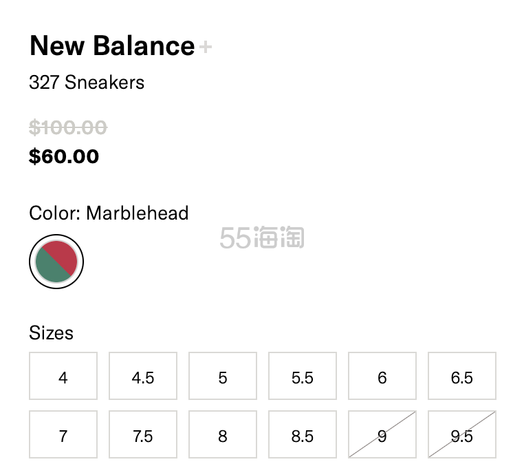 New Balance 新百伦 327 女士跑鞋 6折 $60（约401元）